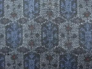 アンティーク　亀甲に抽象模様織り出し本場村山泥大島紬着物アンサンブル